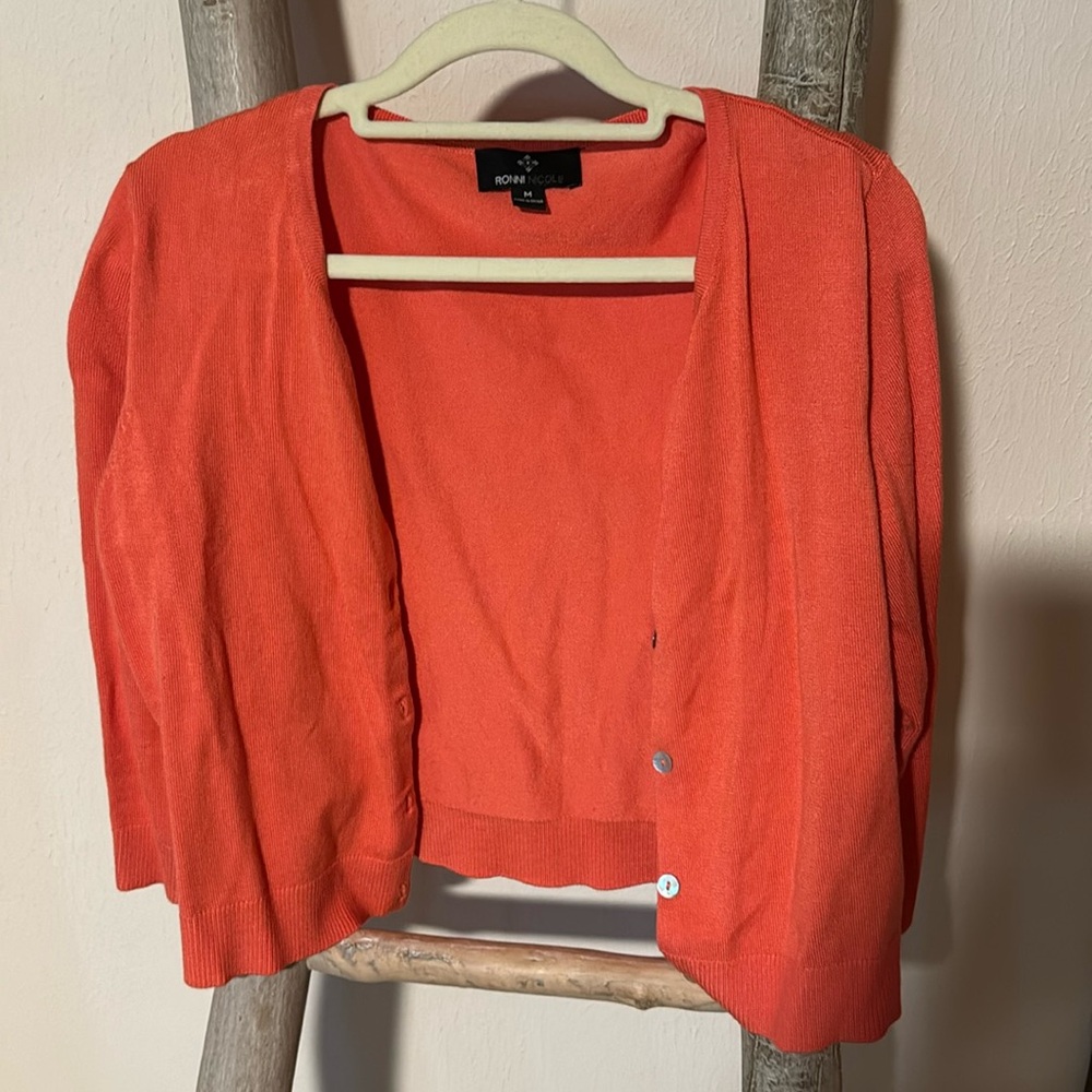 Coral button down cardigan